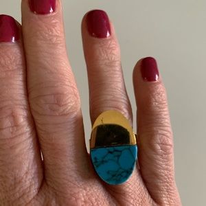 Turquoise and gold semi precious ring. Brand new with tags.